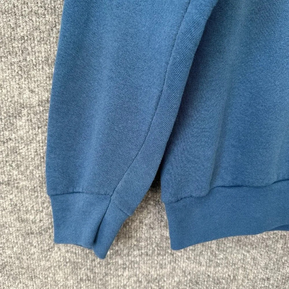 Vintage Granny Sweatshirt Womens M Blue Applique Leaves Double Collar Pullover - Picture 7 of 11